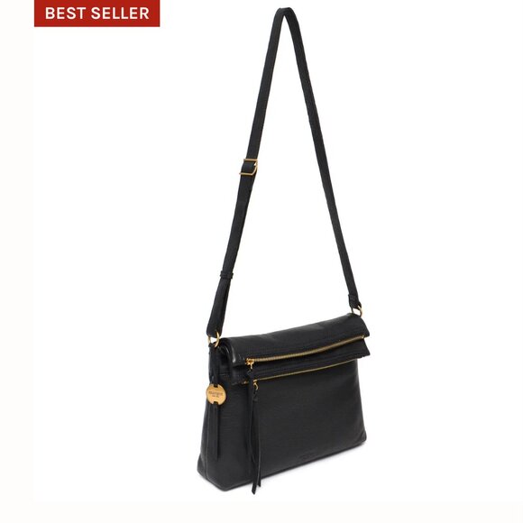 Margot New York Mickey black leather 3 compartment crossbody bag purse - Picture 4 of 12